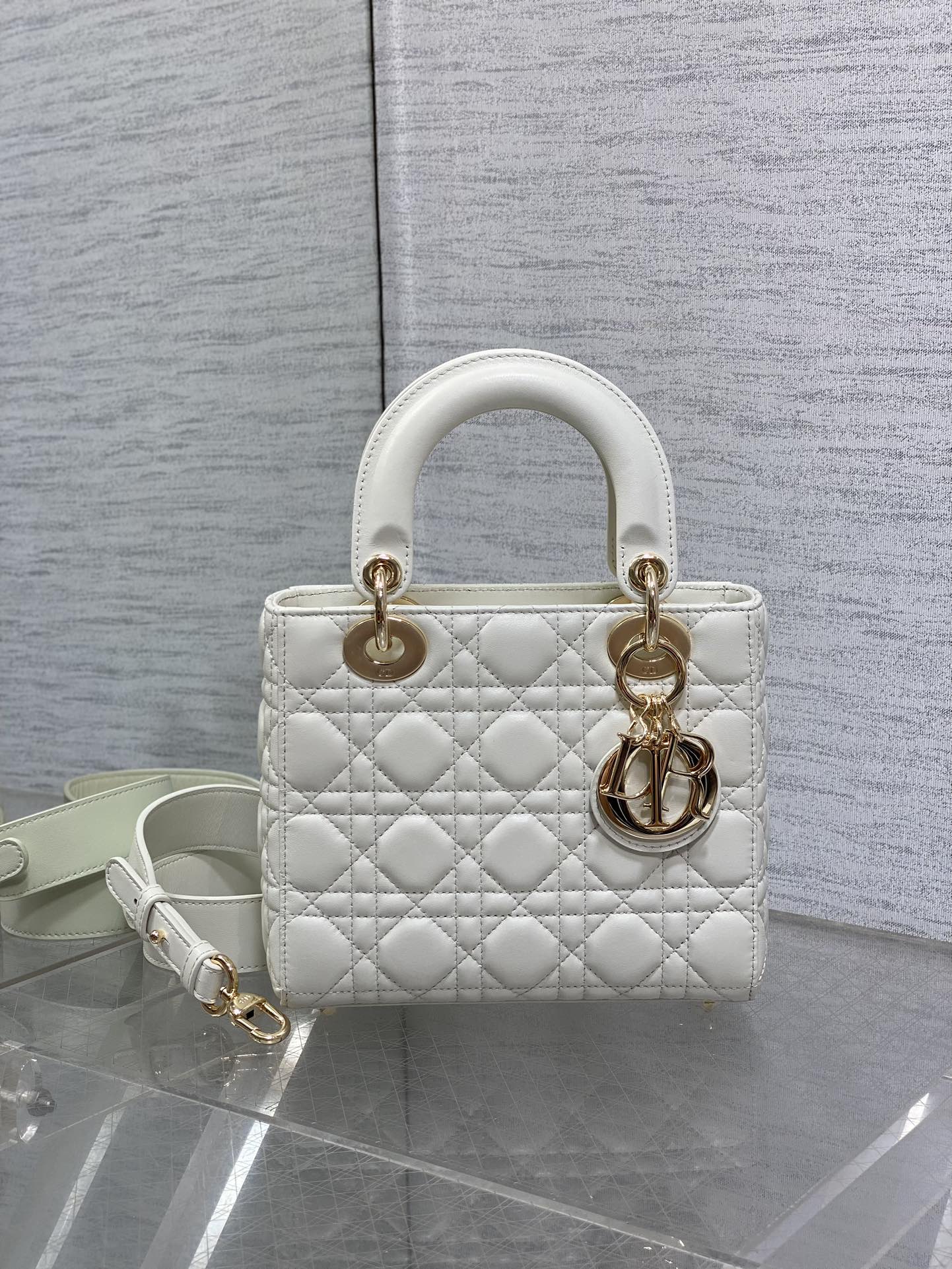 Small Lady Dior My ABCDior Bag Latte Cannage Lambskin